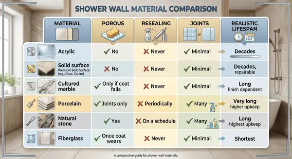 Best Low-Maintenance Shower Wall Materials Compared